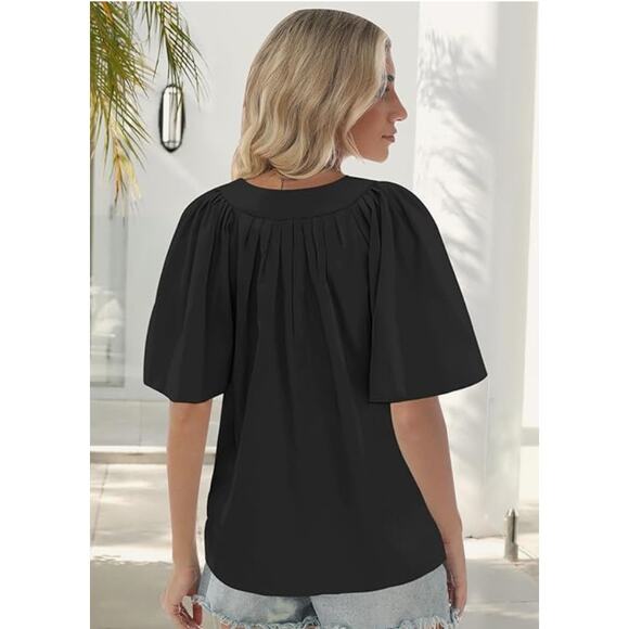 SIZE 2XL Womens Blouse Oversized Flutter Sleeve V Neck 100% Polyester - Picture 2 of 7